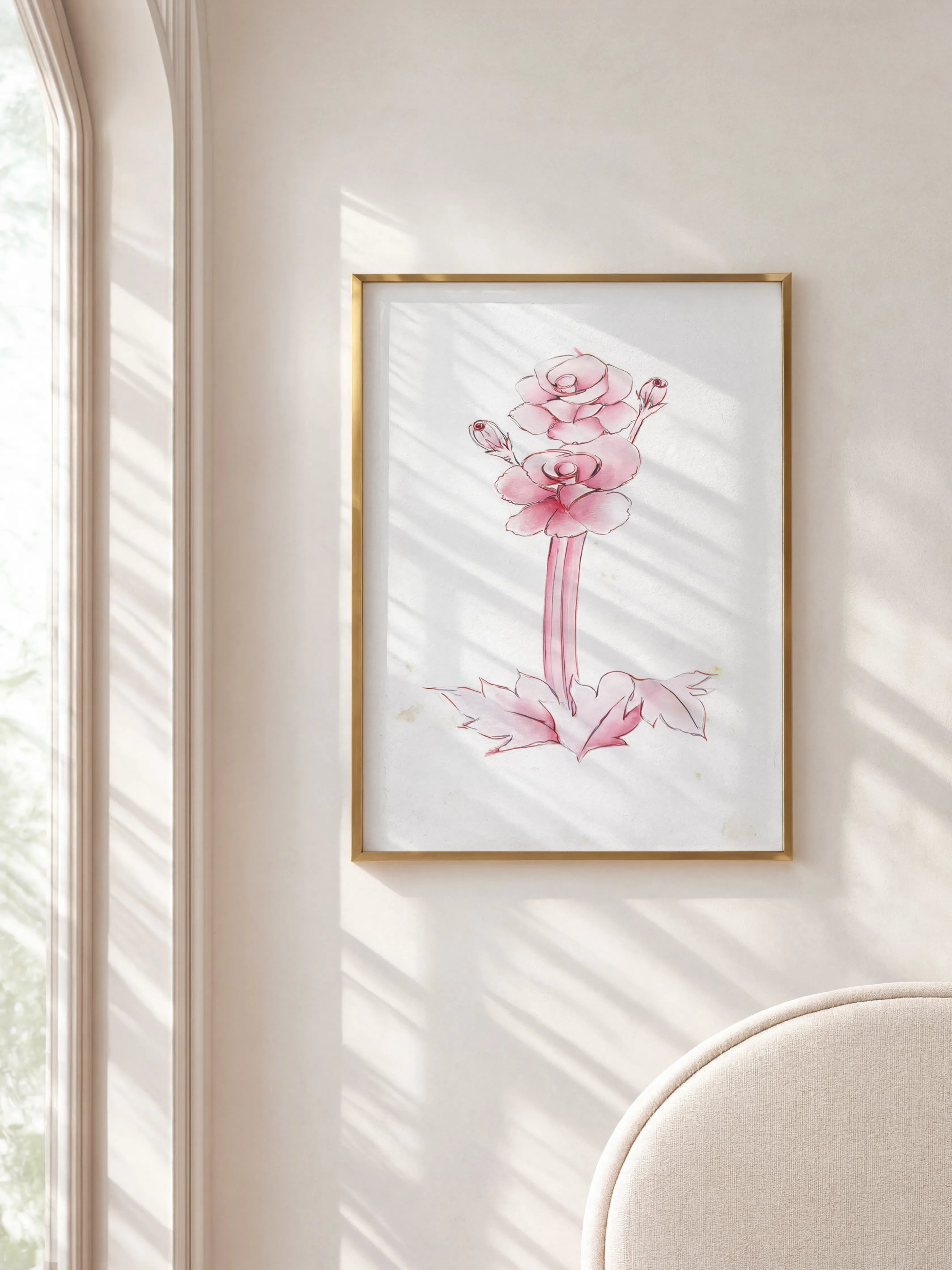 Blush Rose Watercolor Artwork