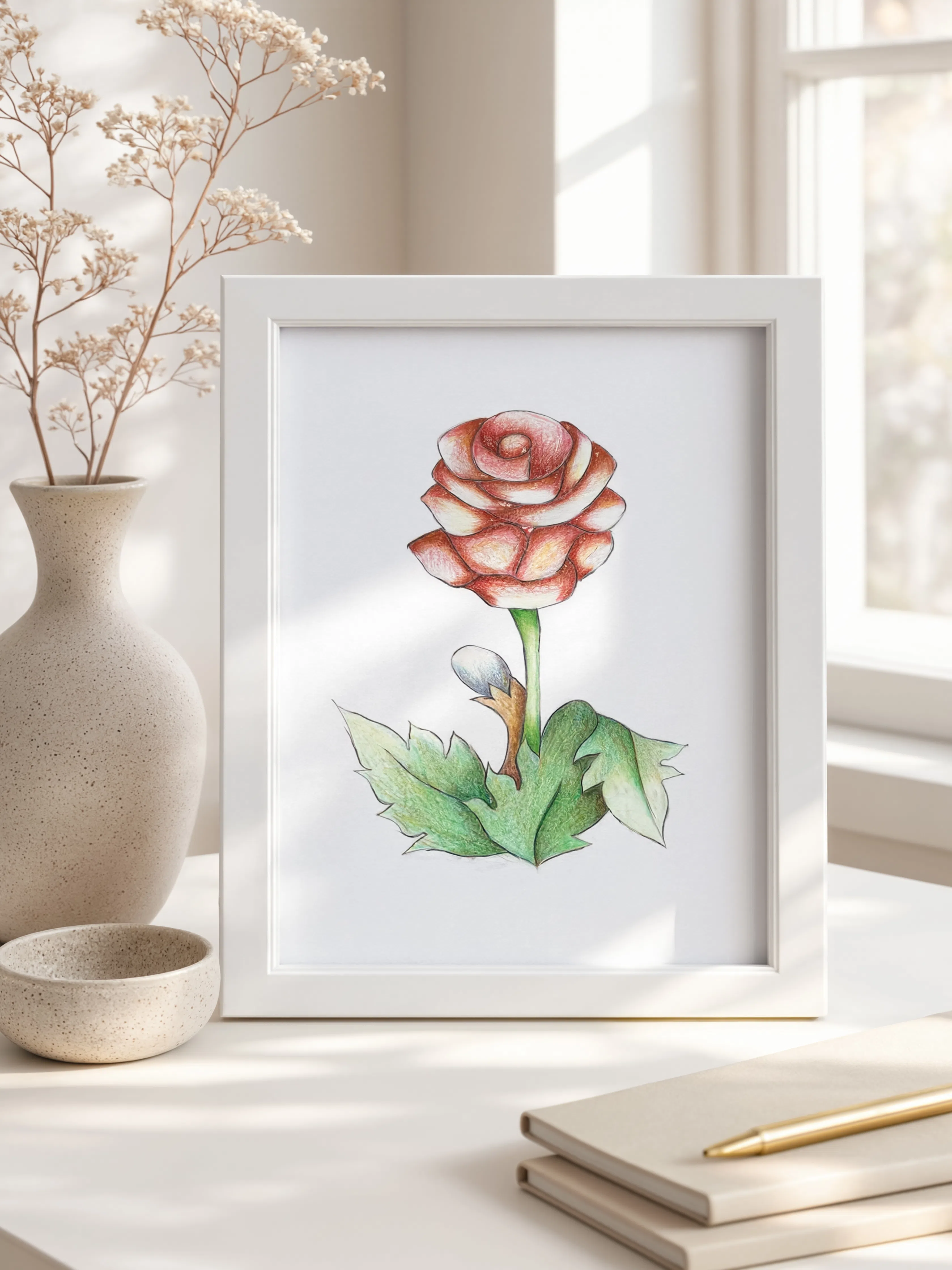 Rose Pencil Shading Artwork